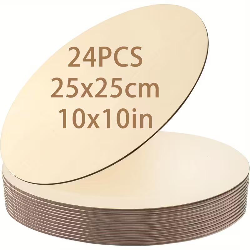 

24/30pcs 10x10 Inch Round Wooden Pieces DIY Wood Board Handicraft Decor Laser-Cut Wooden Round Plates Door Sign Label Home Decor 25x25CM&2mm
