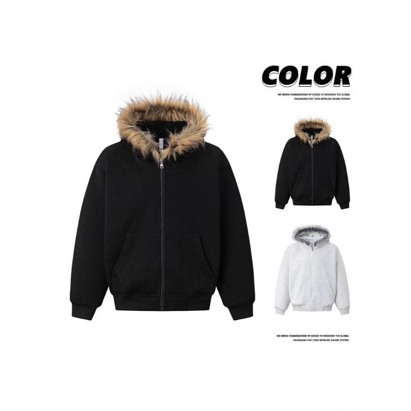 2026 Premium Retro Fur Collar Hoodie Cardigan Jacket for Men & Women - Autumn Trendy Couple Wear