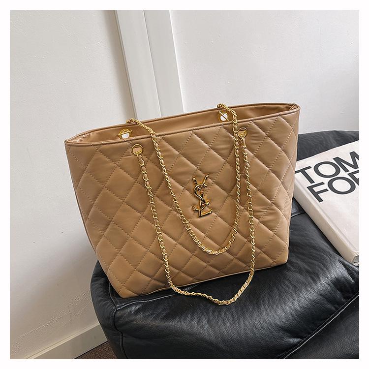 Diamond Lattice Women's Autumn Bag - Korean Style Large Capacity Chain Shoulder Bag for Work Commute