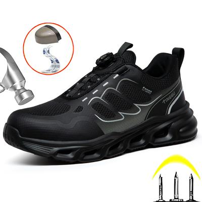 Fashion Breathable Men Work Shoes Rotating Buttons Safety Shoes Puncture-Proof Indestructible Shoes Quality Work Sneakers Steel Toe Shoe