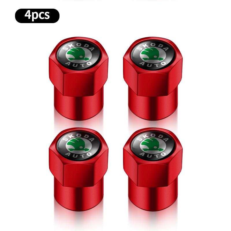 2026 Hot 4Pcs Car Goods Dustproof Cap Car Tire Valve Stem Caps Bolt-In For Skoda A7 Fabia Kamiq Karoq Kodiaq Octavia Rapid Scala
