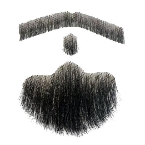 2Pcs Fake Beard Goatee Mustache Handmade Invisible Lace Facial Hair False Goatee Beard Halloween Dressing Men Makeup Drama Party Movie Prop
