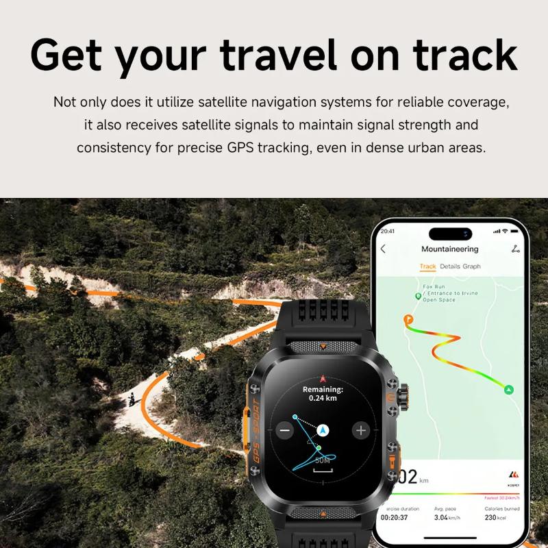 2026 Yeni Askeri Erkek Dahili GPS Akıllı Saat Pusula Altimetre 3ATM Su Geçirmez Bluetooth Çağrı Kalp Atış Hızı Spor Fitness Akıllı Saat