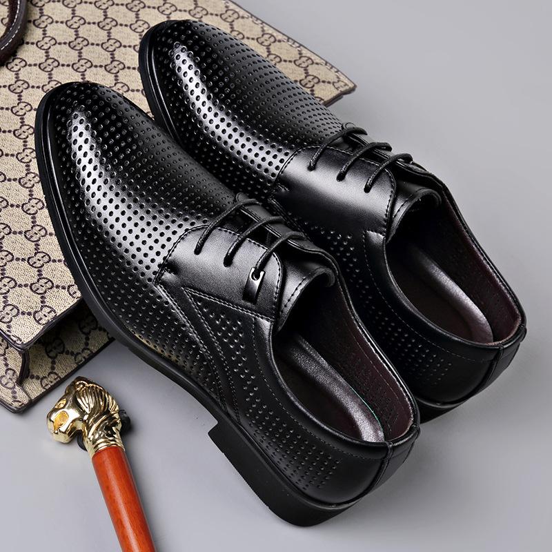 Fashion Summer New Business Breathable Hollow Leather Shoes Men's British Large Size Sandals Korean Casual Fashion Dress Shoes Male