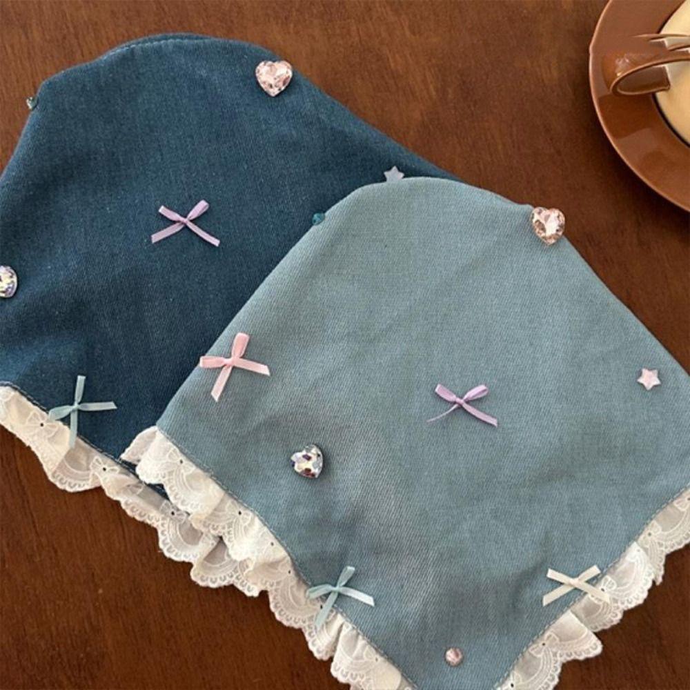 Kristall-Spitzen-Haarband Koreanisches Damen-Haartuch Süßes Jeans-Dreieckstuch Kinder