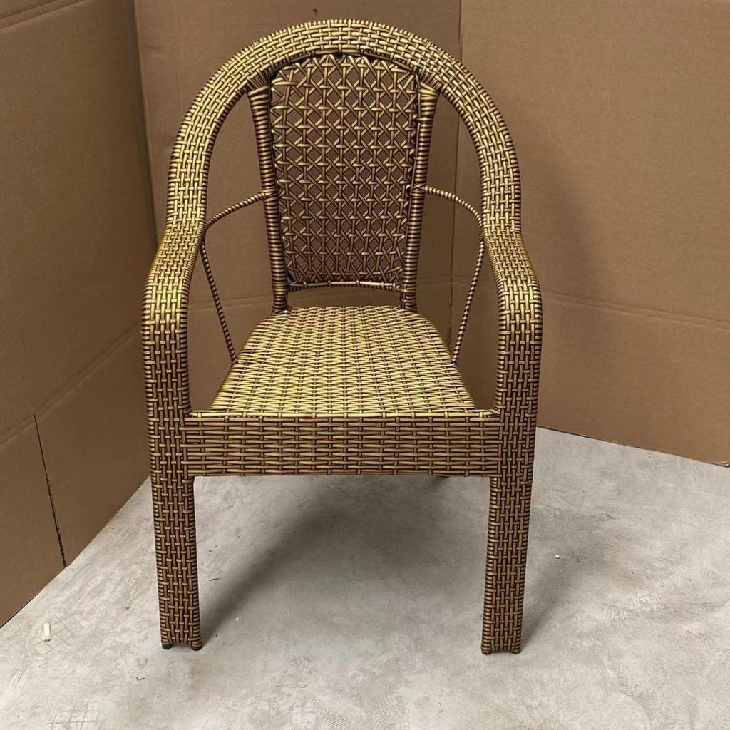 2024 Hand-Woven Rattan Lounge Set: Balcony Chair, Backrest, Coffee Table