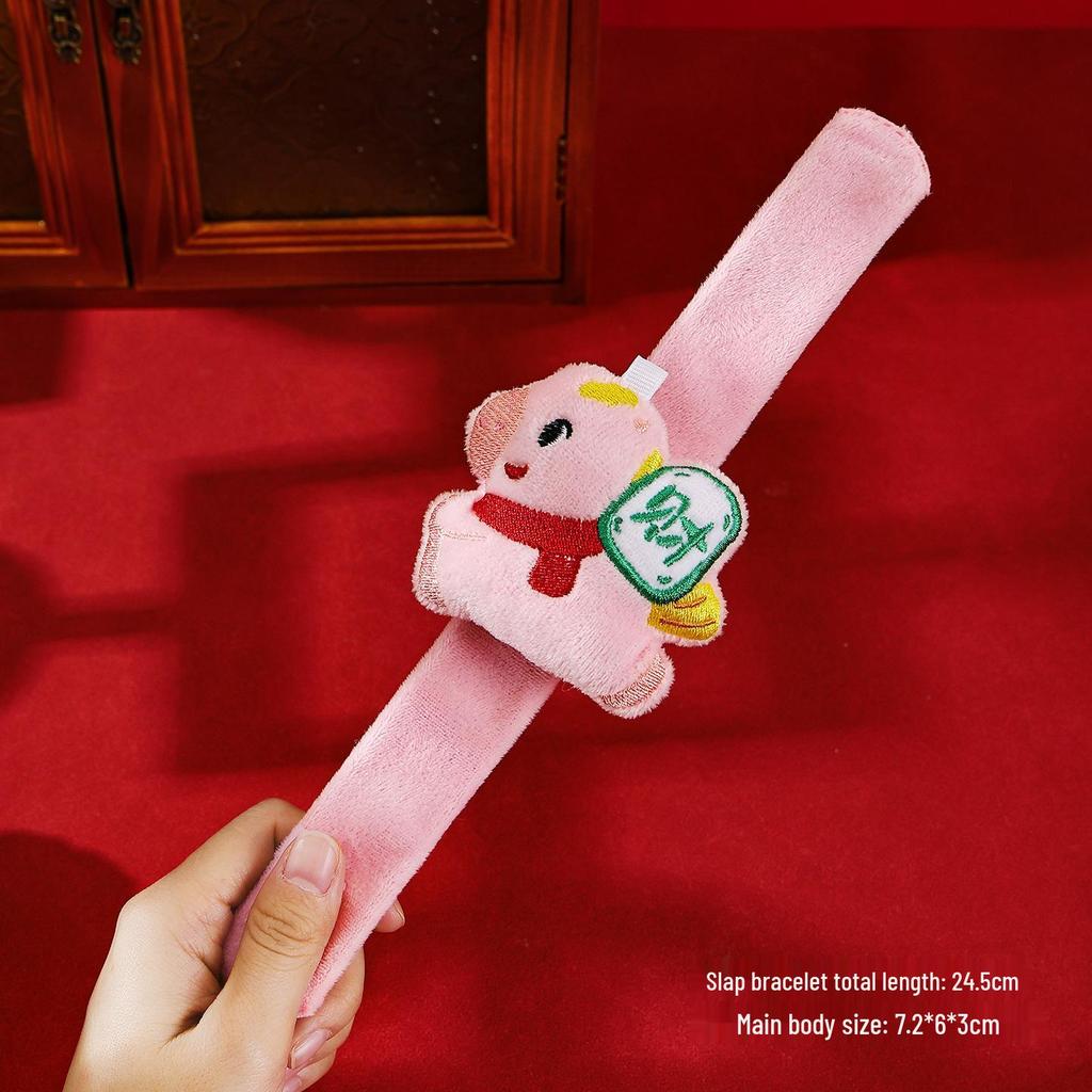 Christmas Cartoon Plush Snap Bracelet Doll - Stuffed Toy Wristband for Children's Christmas Eve Gift