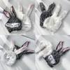 GOODCHI Rabbit Headgear, Animal Hat, Long-Haired Cap, Halloween Cosplay, Costume Accessory, Headband (White)
