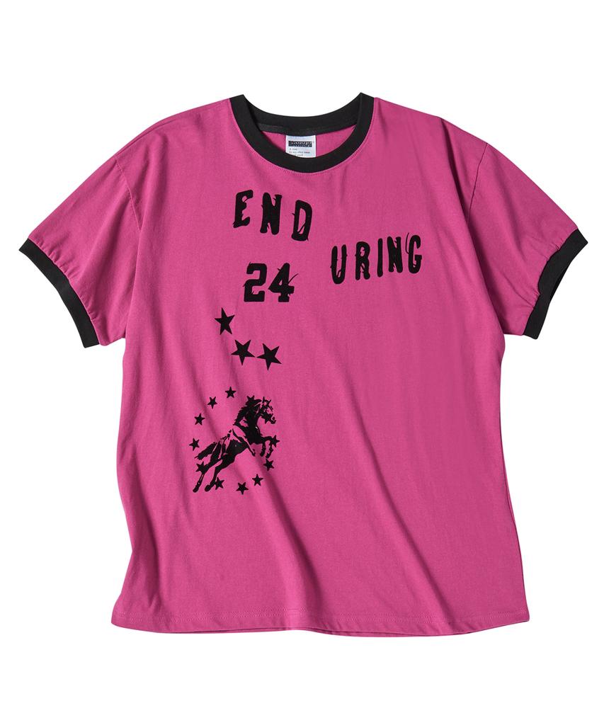 Eontaiteulseoul Enduring Unicorn Ringer Crop Short Sleeve Pink