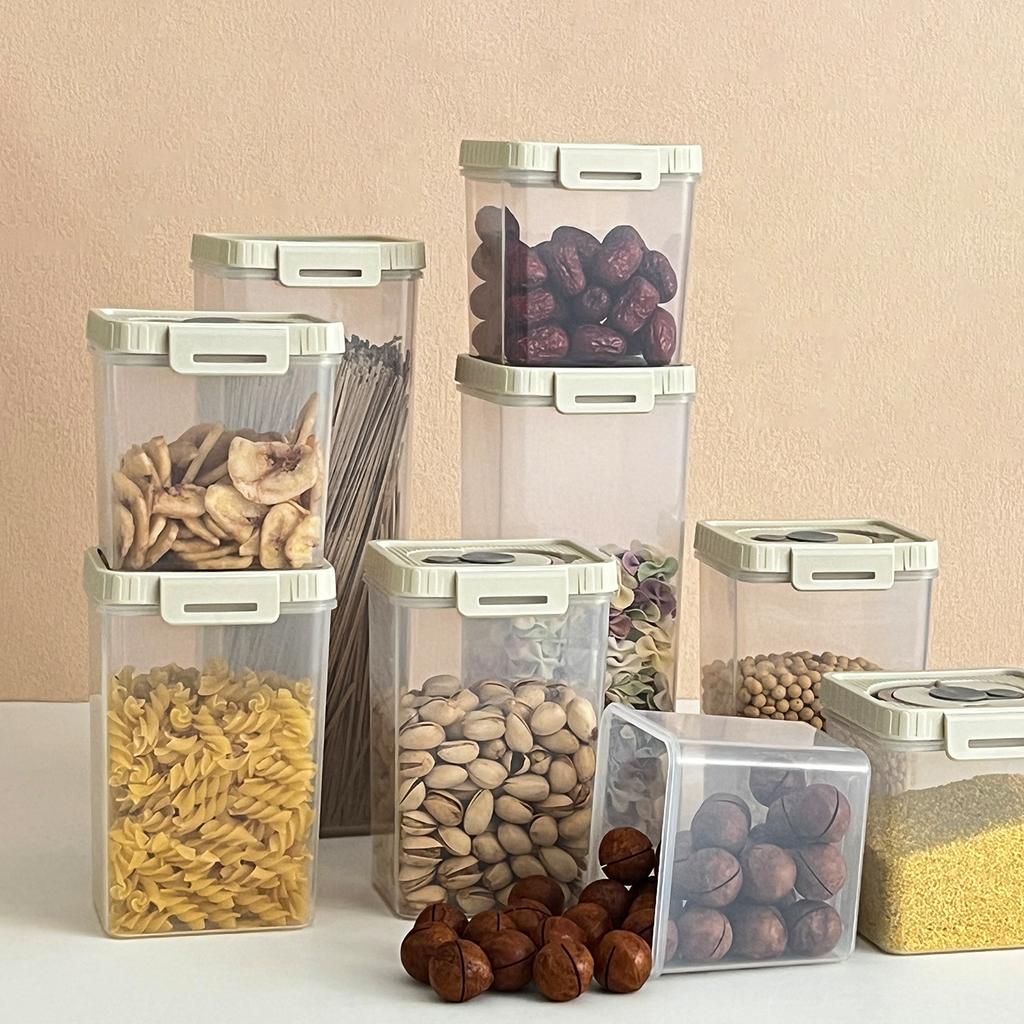 Plastic Cereals Storage Tank With Handle Moisture-Proof Pasta Snack Spice Container Sealed Food Storage Box Kitchen Organizer