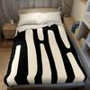 Black-Beige Stripes Flannel Blanket Warm Soft Halloween Christmas Couch Warm Cozy Decorative Decor Gift for All Season