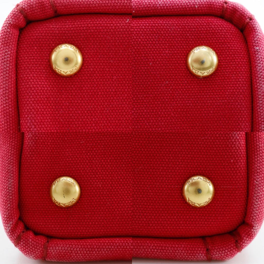 PRADA Canapa Tote Mini Handbag 2WAYShoulder Red canvas Women Used