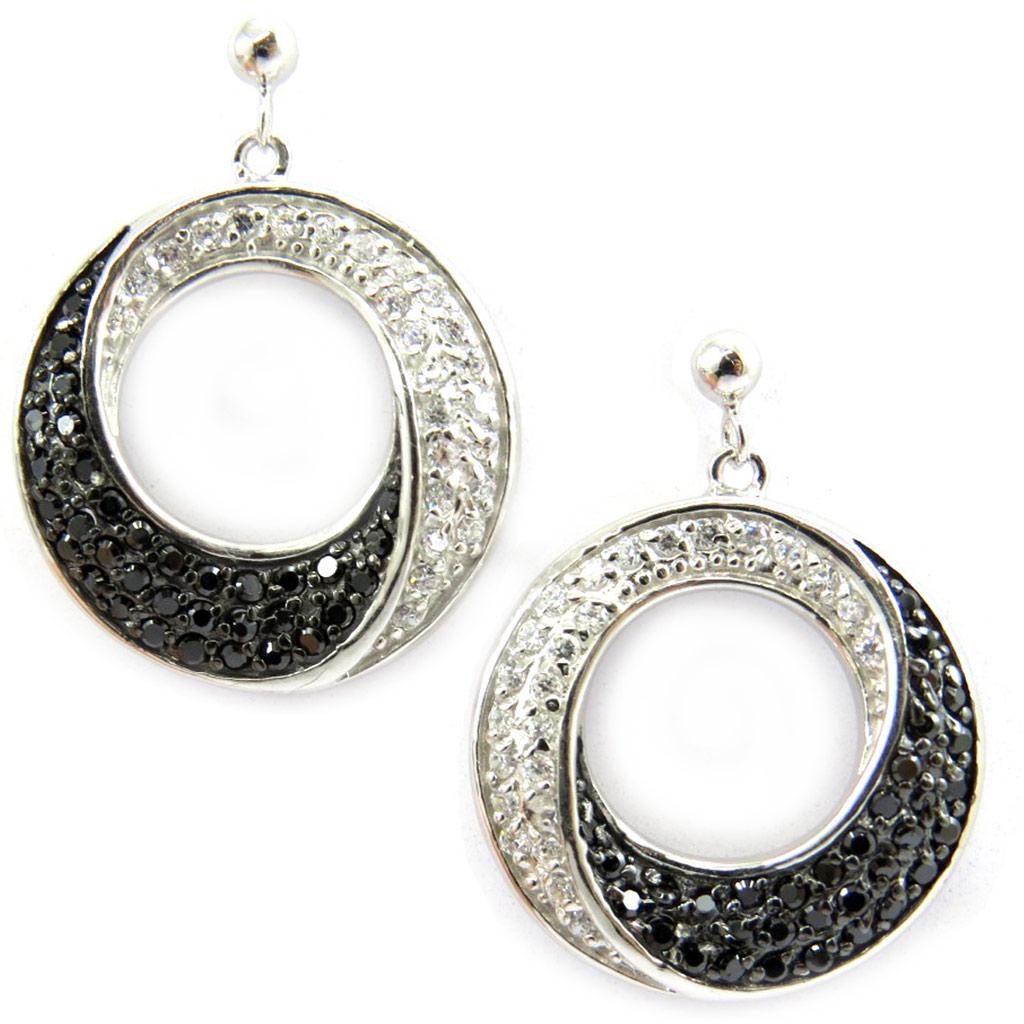Les Trésors De Lily [G9013] - Silver Earrings 'Romy' Black White