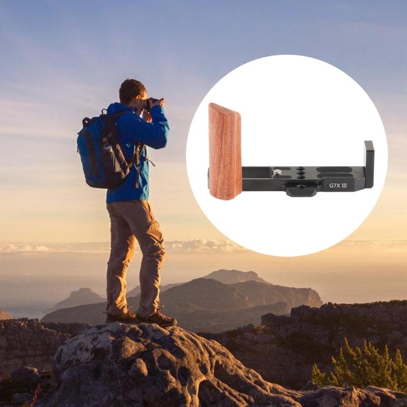 Wooden Grip L Brackets Handle for G7XII G7XIII Quick Release Plate System ArcaSwiss Mount for Comfortable Shoots