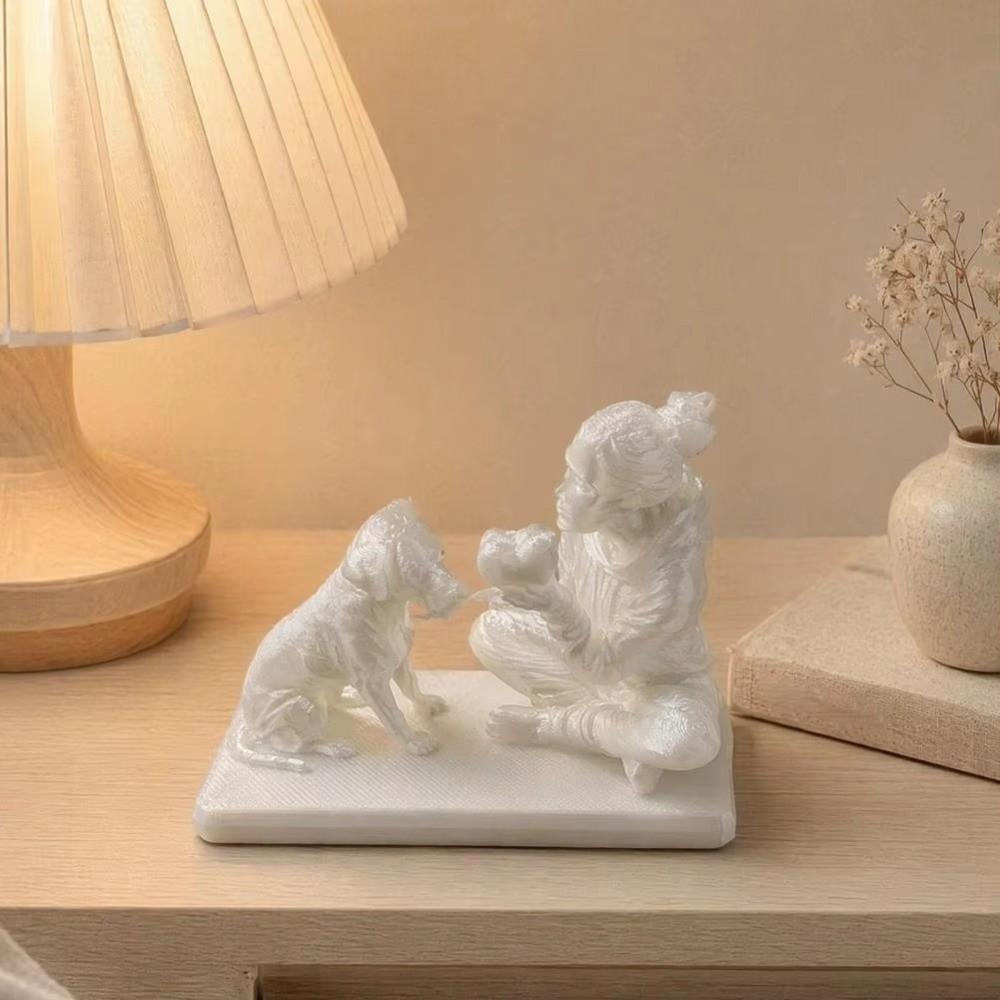 3D Printed Cat Dog Figurine Creative Canine Statues Crafts Desktop Ornaments Christmas Gift