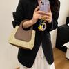 2025 summer retro contrasting color splicing straw bag large capacity hand-woven bag simple and fashionable shoulder handbag