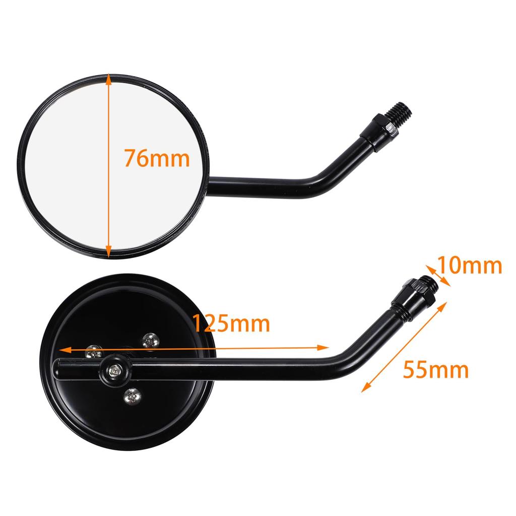 nakira Motorcycle Mirror 10mm Cross Cub Hunter Cab Monkey 125 Ducks 125 Black