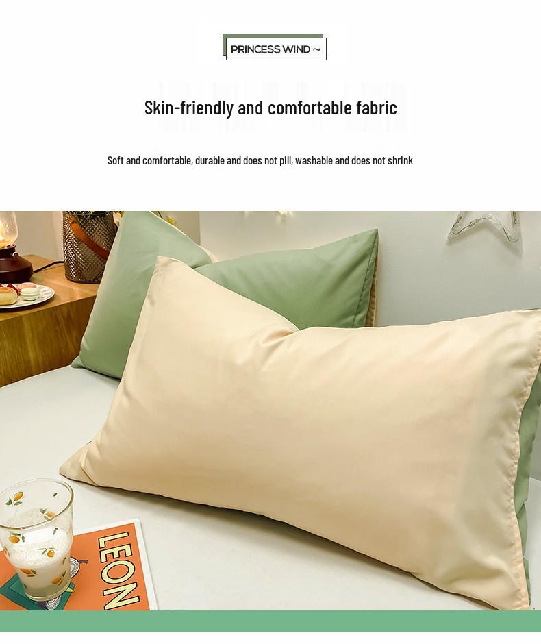 Sada 2 povlaků na polštáře z prané bavlny 48x74cm, kartáčovaná jednobarevná