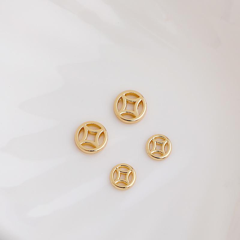 14K Gold Filled Smooth Hollow Copper Coin Spacer Beads for DIY Accessories 10 pieces of 7mm hollow coin spacer