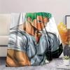 1PC Roronoa Zoro Patterned Flannel Blanket Suitable For All Seasons For Home Decor Warmth And Comfort Gifts Holiday Present