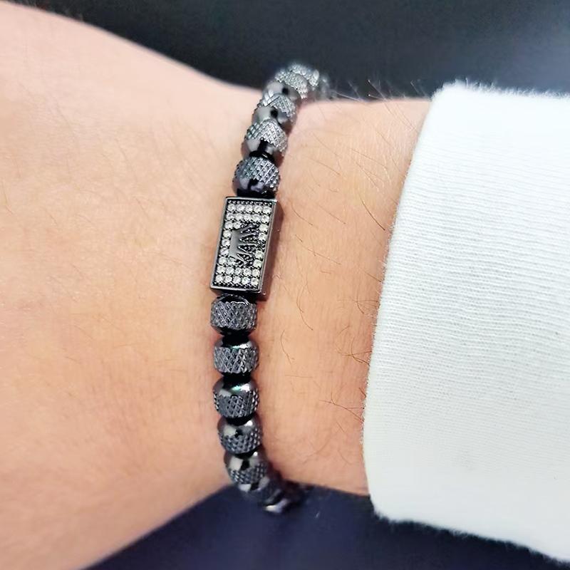 Luxury Stainless Steel Beads Crown Charms Man Bracelets Handmade Jewelry Gift