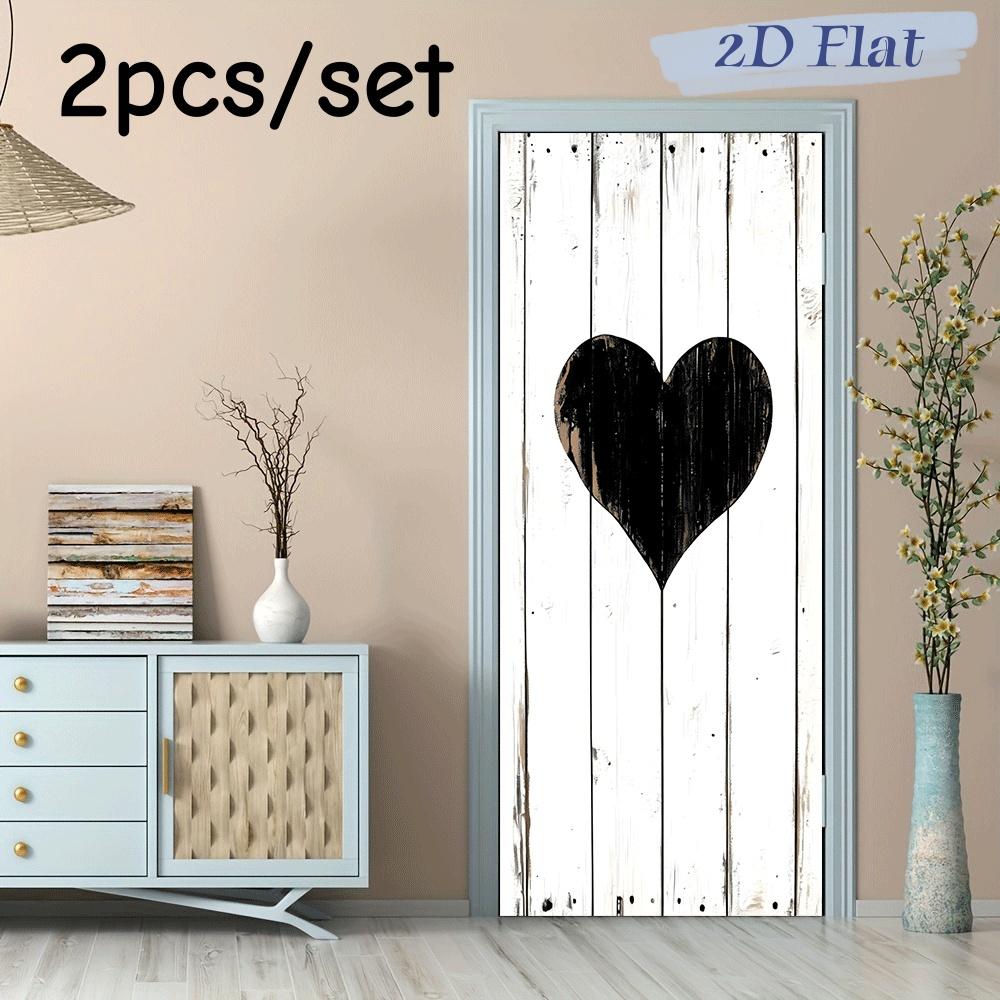 

2pcs Retro Wooden Love Wall Stickers Nordic Style Home Decoration Stickers Removable Self Adhesive Door Stickers Living Room Bed (as the picture,38.5x200cmx2)