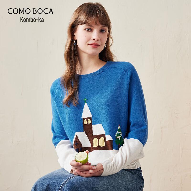 

Women s Christmas Style Color Block Wool Sweater M