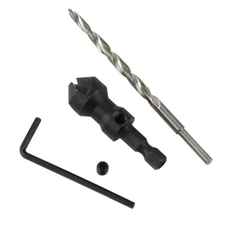 4pcs HSS 4241 Carpentry Countersink Drill Bit Set Quick Change Hex Shank Screw #6 #10 #13 #16+1pc Wrench