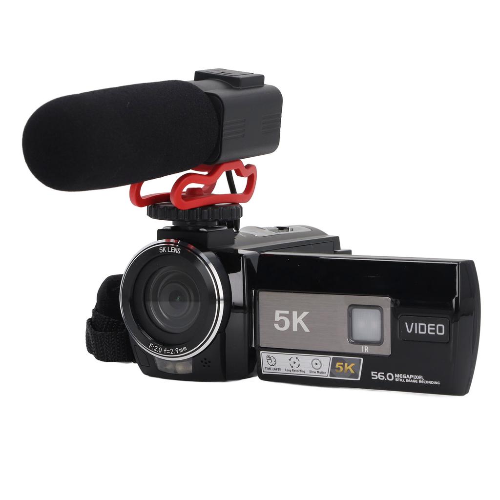 Digital Camcorder 5K 56MP Anti Shake 18X Zoom IR Night Vision with 3 Inch IPS Touch Screen Fill