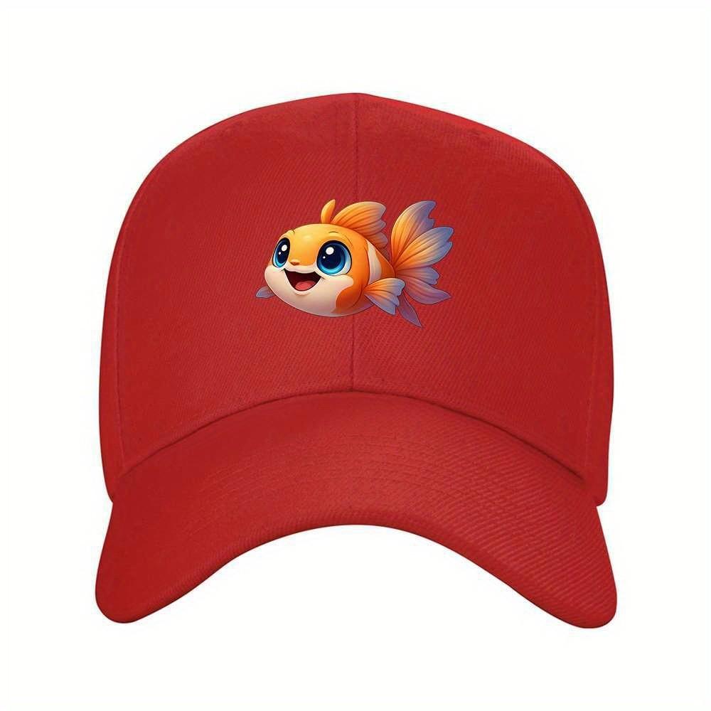 Cute Goldfish Baseball Cap Cartoon Eye Print Adjustable Summer Outdoor Sports Hat
