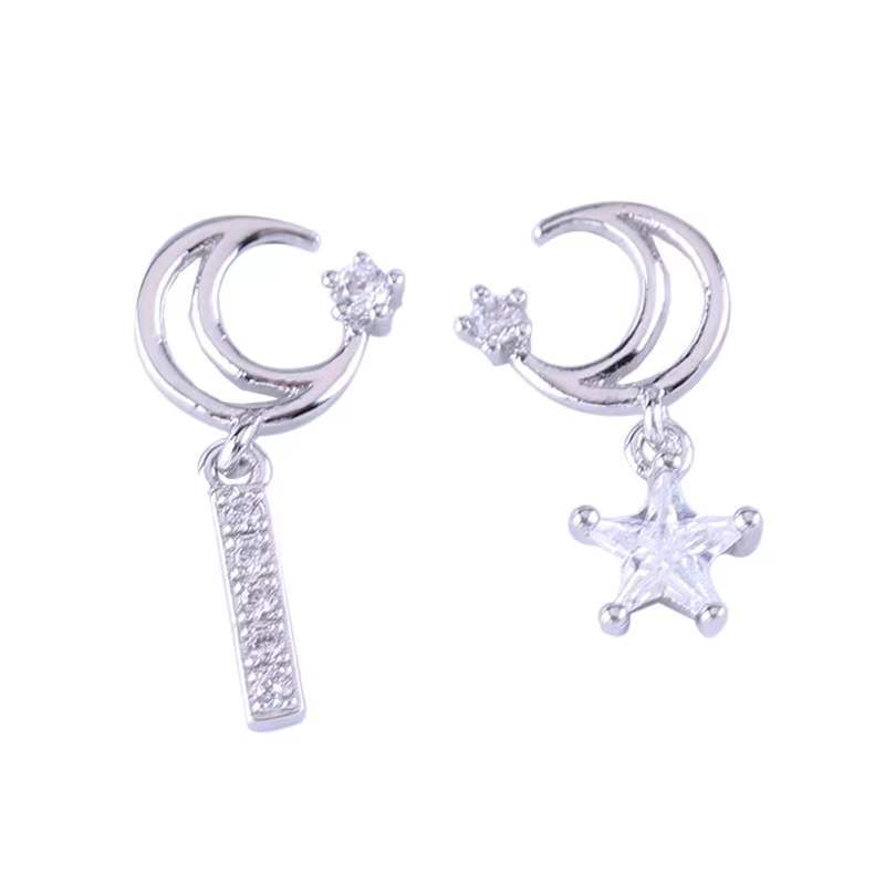 

Мини персонализированные серьги-луны из циркония для женщин, модные серьги-гвоздики в форме звезды, элегантные украшения для банкета Copper