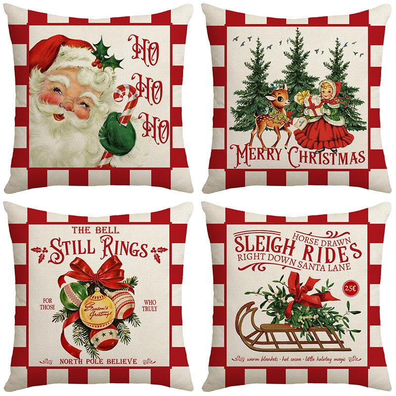 Red Santa Claus Warm Atmosphere Christmas Pillowcase Home Decoration Sofa Cushion Bedroom Pillowcase