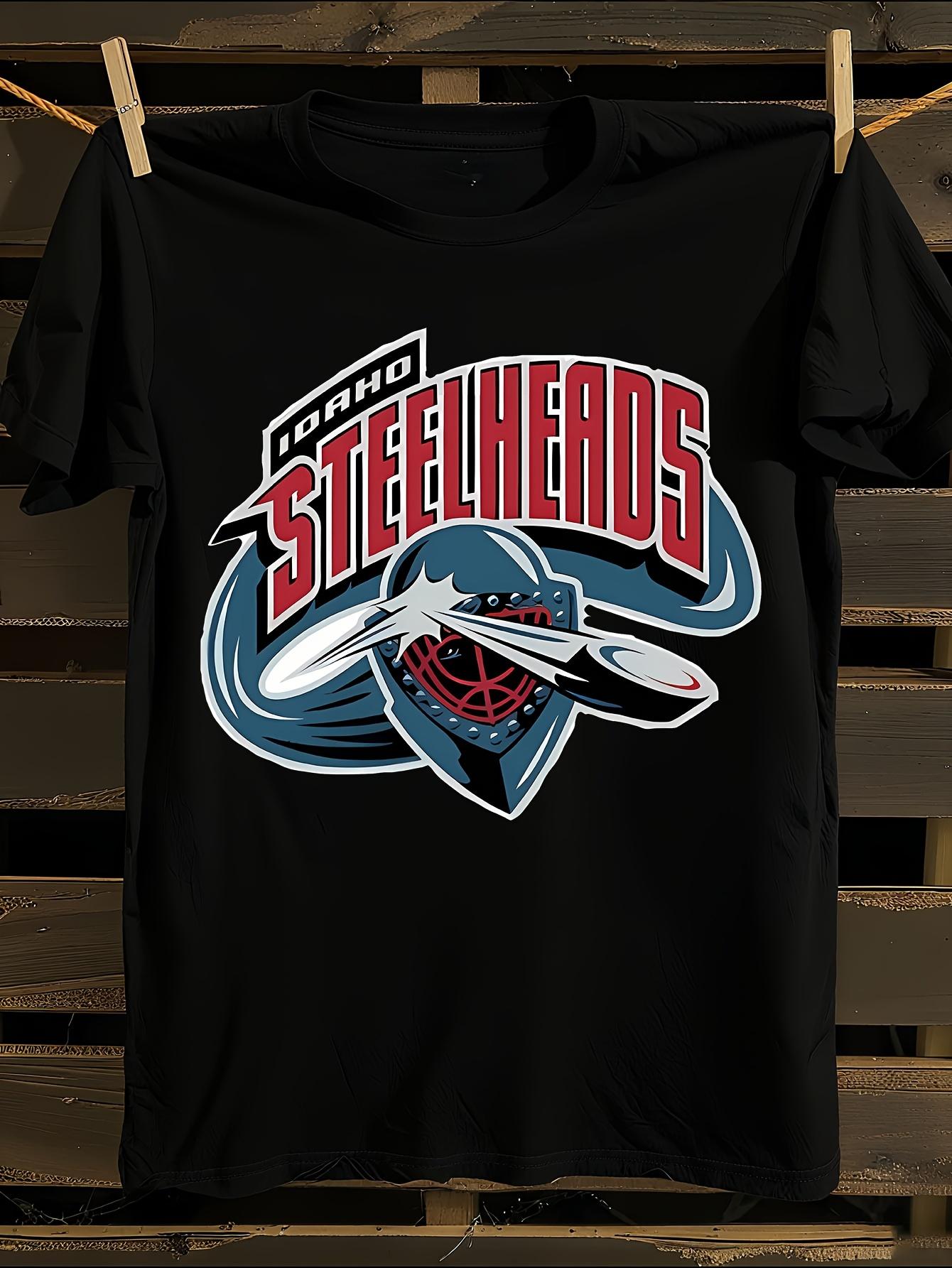 Футболка с логотипом хоккейной команды Idaho Steelheads Мужская футболка Женские футболки с принтом букв Футболка с короткими рукавами Повседневная уличная футболка Топ S
