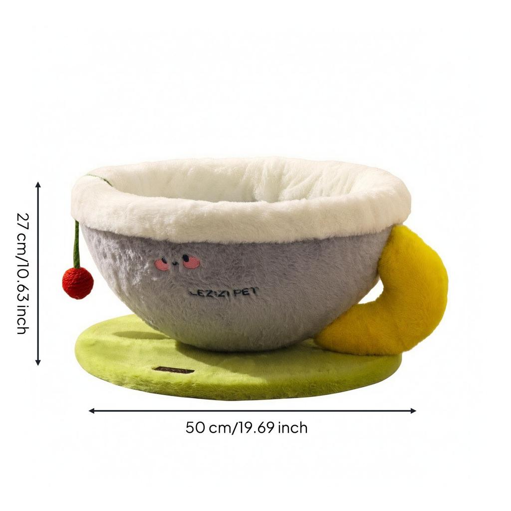 Snug Cat Bed with Toy | Cushioned, Coffee mug feline Bed, Scratch-Friendly, for