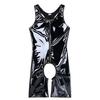 Sexy Men One-piece Tight Crotchless Underwear Shiny Leather Wrestling Singlet Jockstrap Bodysuit Swimwear