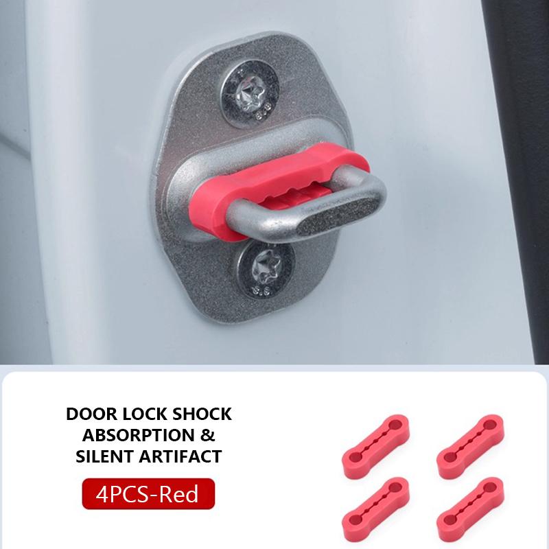 SEAMETAL 4pcs Car Door Lock Shock Absorber Pad Silicone Anti-Vibration Silent Damper Buffer Door Lock Buckle Protector