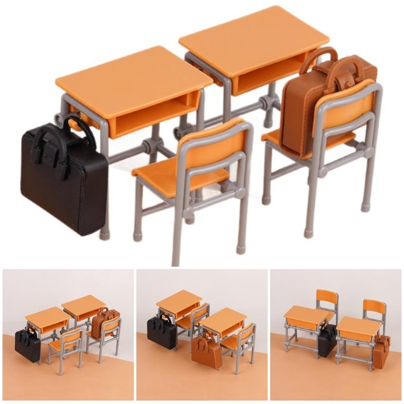 Kids Role Play Miniature Desk Dollhouses Accessory High Simulation School Scene Display Decoration for Adult Collector