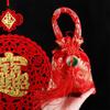 Chinese Style Canvas Flower Drawstring Bag Large Capacity Festive Sugar Bag  Festival