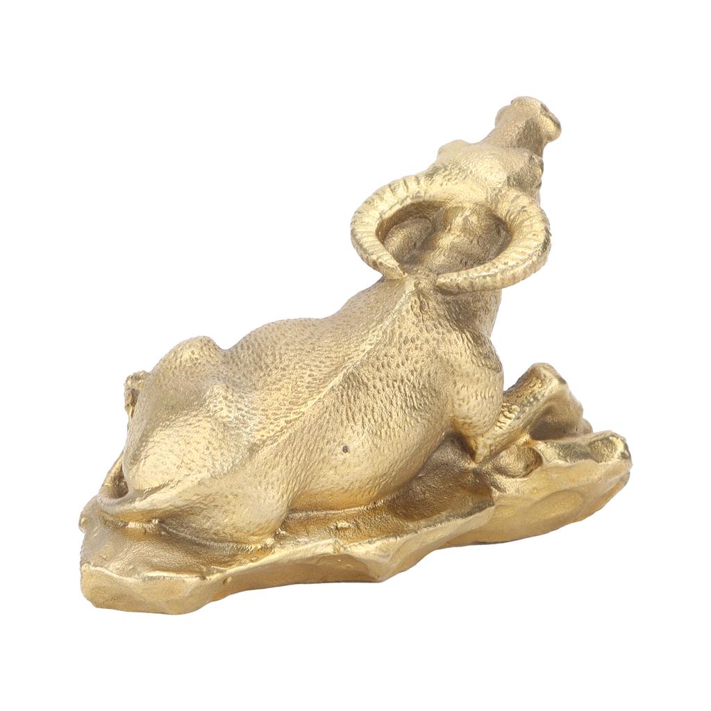 Brass Bull Ornament Lying Position Statue Wall Street Bull With Base for Tea Pets Small Craft