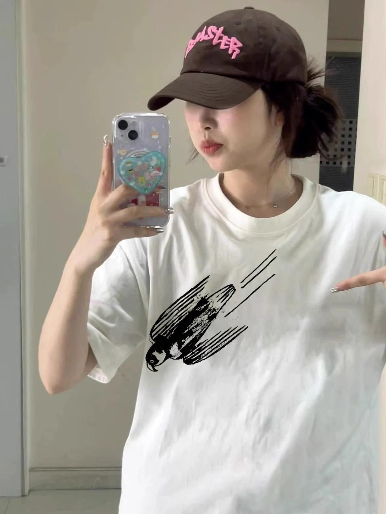 

Plus Size Women s Summer Straight Shoulder Loose Half Sleeve T-shirt - New 2025 American Style M
