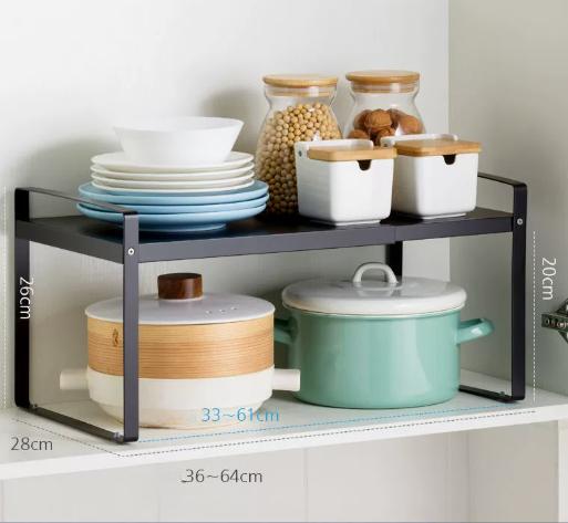 

Length Adjustable Iron Shelf White Pot Frying Pan Seasoning Tong Kitchen Reserving Bowl Plate Top чорний