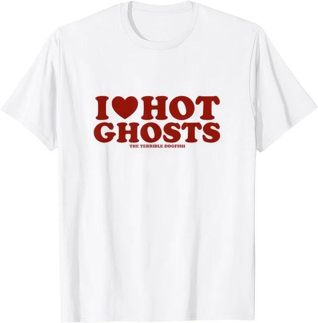 I Heart Hot Ghosts Cute Spooky Paranormal Love Halloween Graphic T Shirt S