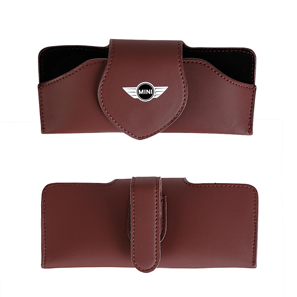 Leather Car Glasses Frame Sun Visor Sunglasses Storage Holder For Mini Cooper JCW Works F54 F55 F56 F57 F60 R50 R52 R53 R55 R56