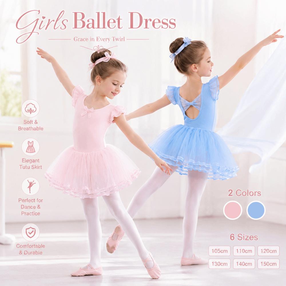 Butterfly Bow Gymnastics Tutu Skirts Breathable Kids Ballet Leotard  Ballet Dancewear