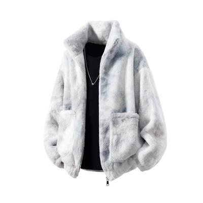 Winter New Lamb Wool Jacket Men Korean Youth Velvet Outwear Man Thick Warm Tie-Dye Parkas Fashion Male Loose Cotton-Padded Coat