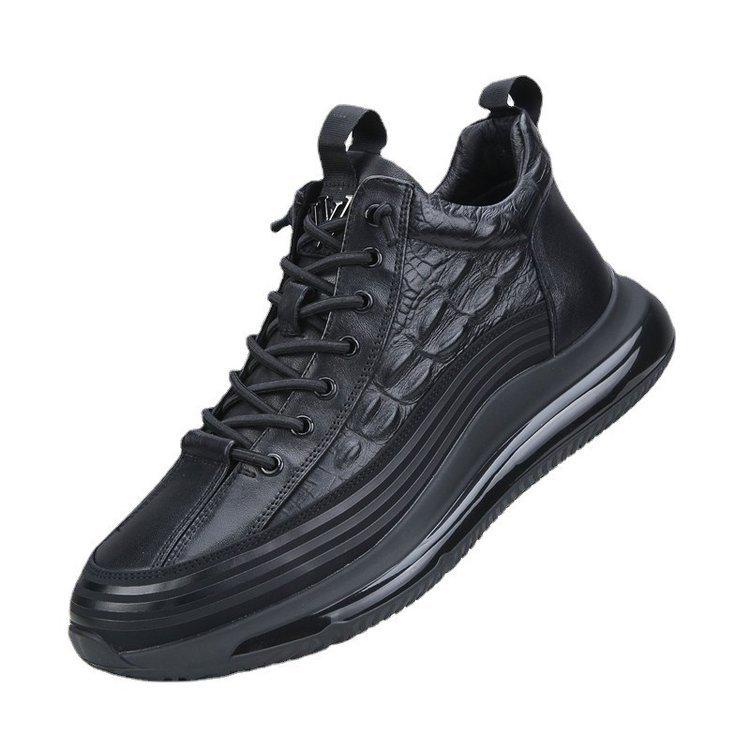2023 Men s Light Luxury Crocodile Pattern Air Cushion Casual Shoes 41 чёрный