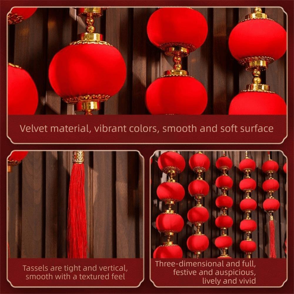 Fu Character Red Ball Lantern String Chinese Style Door Lantern Pendant  For Home Decor