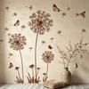 2 Sheets Dandelion Wildflower Wall Decals Peel And Stick Floral Butterflies Wall Stickers