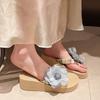 Platform Outside Slides High Up To 5cm Heel Flip Flops Shoes for Women Flowers Sandals 2025 Trend Summer Sale 39 Woman Slippers