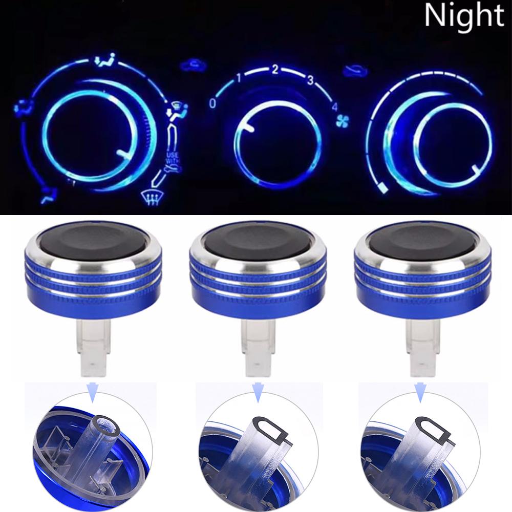 3Pcs Car AC Knob Air Conditioning Knobs Ring Cover Sticker Heat Control Switch Knob Protector for BYD F3 F3R Aluminum Alloy Part